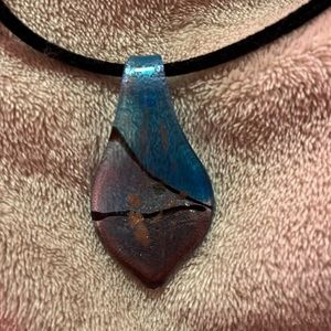 🌞Multicolor Glass Pendant Necklace on a Black Cord (Brand Unknown)